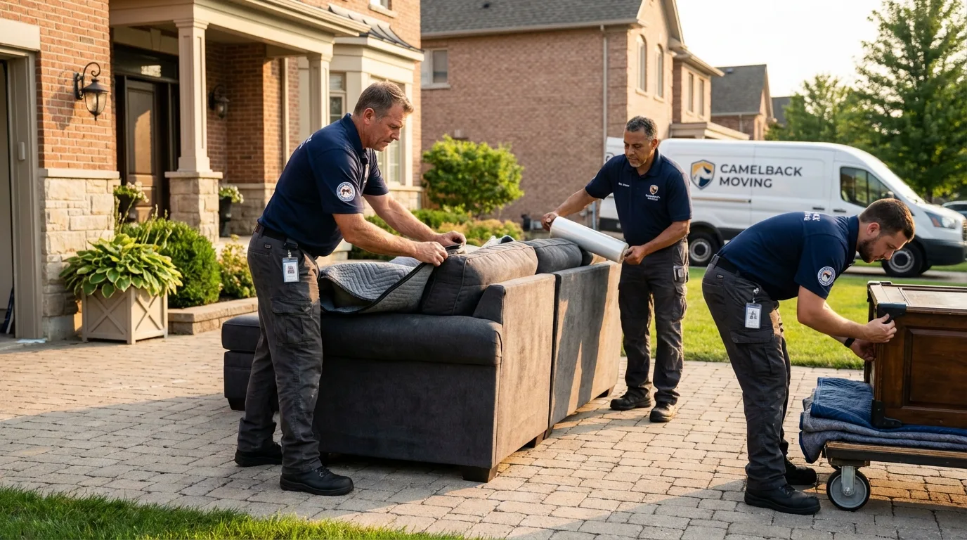 Large estate moving crew wrapping furniture in Lolo, MT